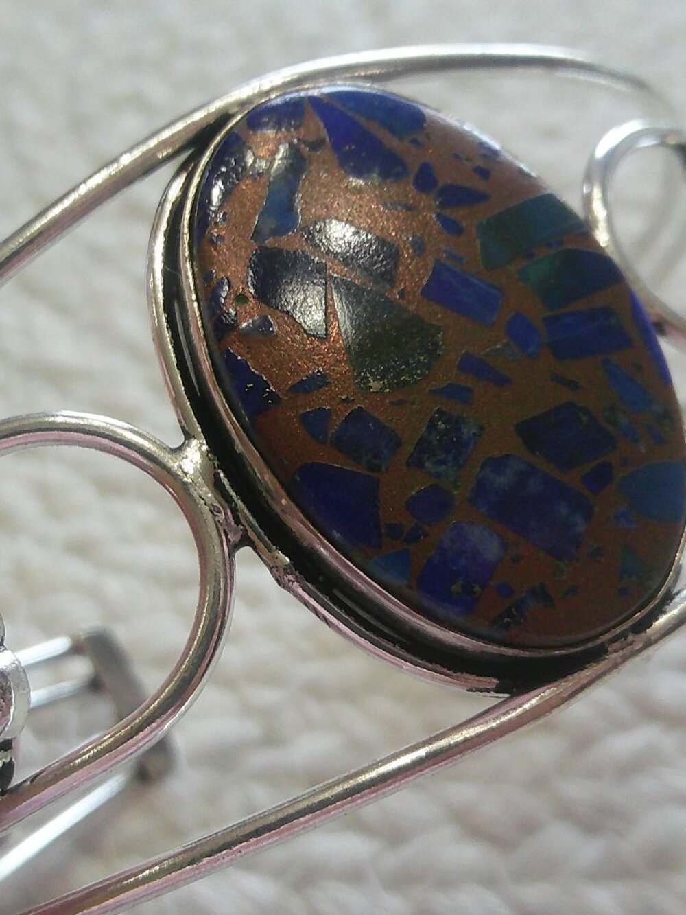 Gorgeous COPPER BLUE TURQUOISE Handmade Sterling 925 Bangle #214F